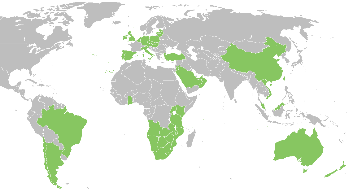 Bidcorp | mapa zemí, kde působí sesterské společnosti